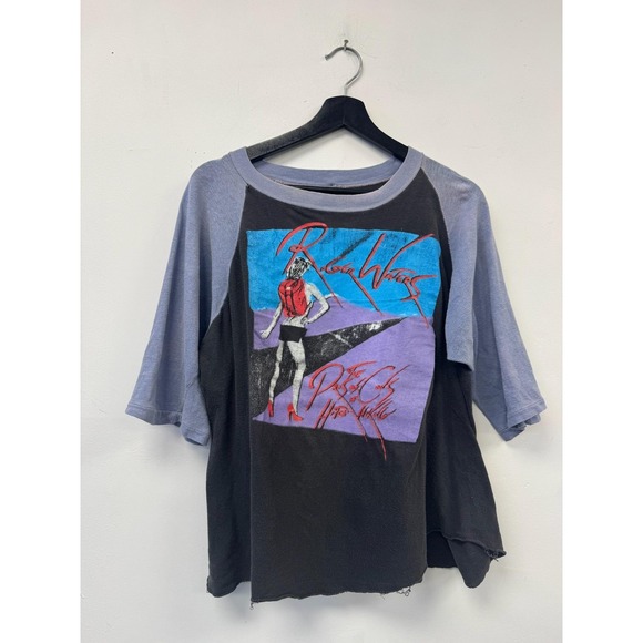 Vintage Roger Waters Shirt Mens Large Black Raglan Tour Concert Band 80s